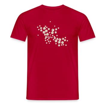 Holunderblüten Botanisches Blumenmotiv   - Männer T-Shirt - Rot - Vorne - AI Model Male 178 dark (178cm)