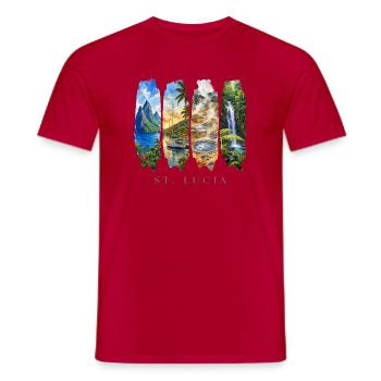 St. Lucia Vacation Travel – Caribbean Beach & Nature - Men's T-Shirt - red - Front - AI Model Male 178 dark (178cm)