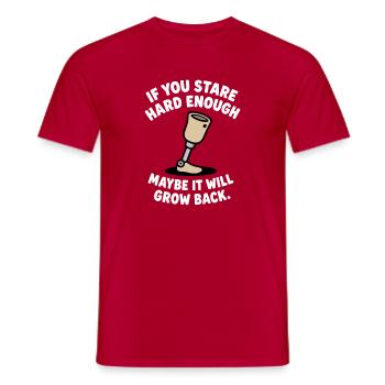 Starre lange genug, vielleicht wächst es nach. Amp - Männer T-Shirt - Rot - Vorne - AI Model Male 178 dark (178cm)