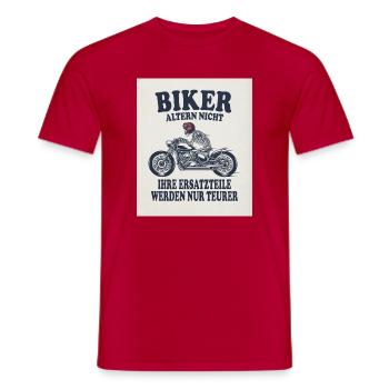 Biker altern nicht Ersatzteile werden teurer - Männer T-Shirt - Rot - Vorne - AI Model Male 178 dark (178cm)