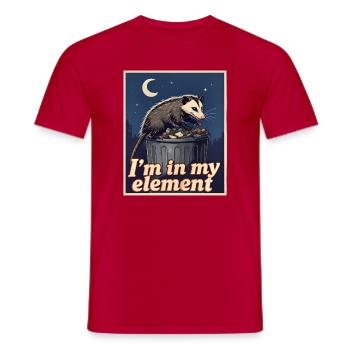 Je suis dans mon élément - l’opossum fouille la nuit - T-shirt homme - rouge - Devant - AI Model Male 178 dark (178cm)