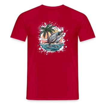 Vacances d’été des dauphins - T-shirt homme - rouge - Devant - AI Model Male 178 dark (178cm)