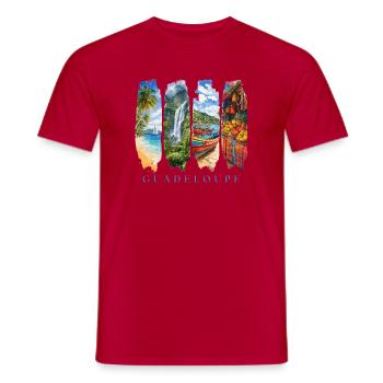 Guadeloupe Travel – Caribbean Island & Culture Motif - Men's T-Shirt - red - Front - AI Model Male 178 dark (178cm)