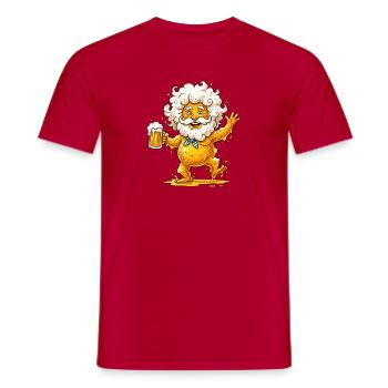Biermann – Colourful drinking hero - Men's T-Shirt - red - Front - AI Model Male 178 dark (178cm)