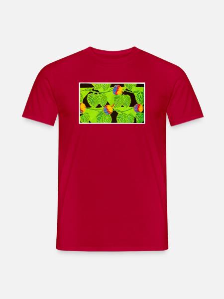 Tropische Vögel und Früchte - Männer T-Shirt - Rot