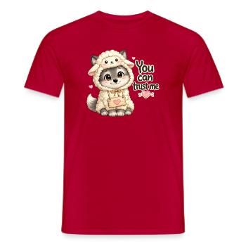 Petit chiot loup mignon déguisé en mouton - T-shirt homme - rouge - Devant - AI Model Male 178 dark (178cm)