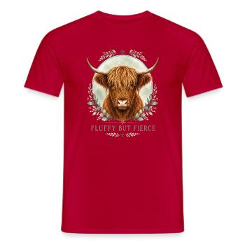Vache des Highlands duveteuse mais féroce - T-shirt homme - rouge - Devant - AI Model Male 178 dark (178cm)