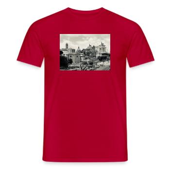 Rome sépia : Colisée et place - T-shirt homme - rouge - Devant - AI Model Male 178 dark (178cm)