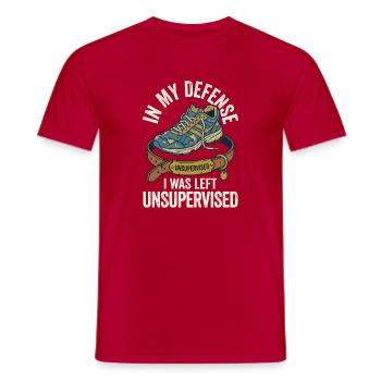 Humour Chien Chaussure Mâchée Sans Surveillance - T-shirt homme - rouge - Devant - AI Model Male 178 dark (178cm)