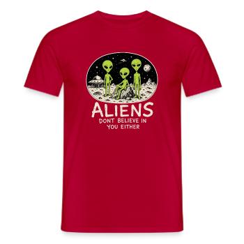Aliens Don’t Believe in You Either - Men's T-Shirt - red - Front - AI Model Male 178 dark (178cm)