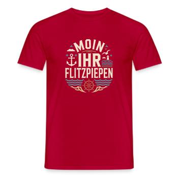 Moin Ihr Flitzpiepen Norddeutsch Hamburg Büro Moin - Männer T-Shirt - Rot - Vorne - AI Model Male 178 dark (178cm)