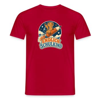 Endlich Schulkind – Capybara Einschulung - Männer T-Shirt - Rot - Vorne - AI Model Male 178 dark (178cm)