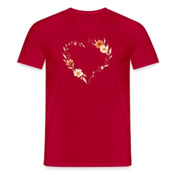Flowers Heart - Men's T-Shirt - red - Front - AI Model Male 178 dark (178cm)