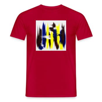 Énergie abstraite bleu et jaune - T-shirt homme - rouge - Devant - AI Model Male 178 dark (178cm)