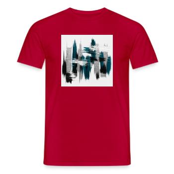 Abstrait Bleu Teal et Gris Urbain - T-shirt homme - rouge - Devant - AI Model Male 178 dark (178cm)