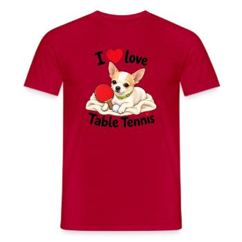 Cute Chihuahua Playing Table Tennis - Men's T-Shirt - red - Front - AI Model Male 178 dark (178cm)