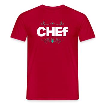Logo du chef aux lignes ornementales élégantes - T-shirt homme - rouge - Devant - AI Model Male 178 dark (178cm)
