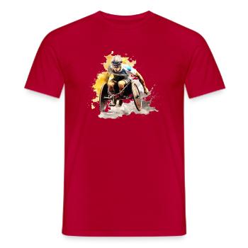 Wheelchair Racing Watercolor Splash - Men's T-Shirt - red - Front - AI Model Male 178 dark (178cm)