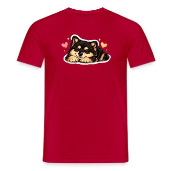 Cozy Finnish Lapphund - Men's T-Shirt - red - Front - AI Model Male 178 dark (178cm)