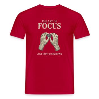 Boulderer Bouldering Art Of Focus - Men's T-Shirt - red - Front - AI Model Male 178 dark (178cm)