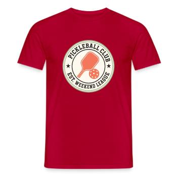 Weekend League Pickleball Badge - Men's T-Shirt - red - Front - AI Model Male 178 dark (178cm)