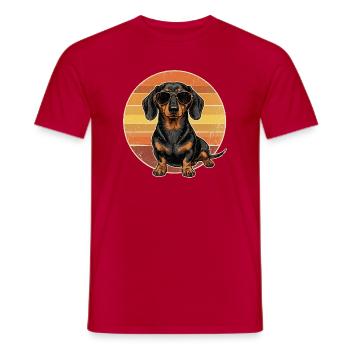 Vintage Dachshund Sunset Retro 70s Sunglasses Shirt - Men's T-Shirt - red - Front - AI Model Male 178 dark (178cm)