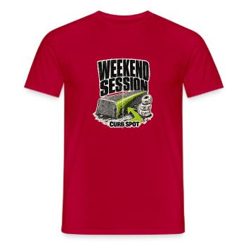 Session de week-end Skater Boy Skateboard Spot sur le trottoir - T-shirt homme - rouge - Devant - AI Model Male 178 dark (178cm)