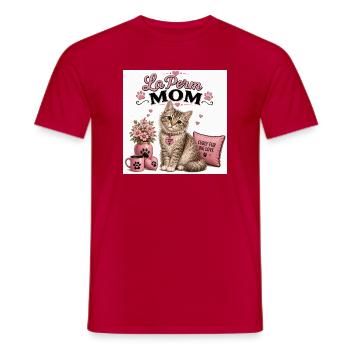 LaPerm Maman Chat Rose Amour - T-shirt homme - rouge - Devant - AI Model Male 178 dark (178cm)