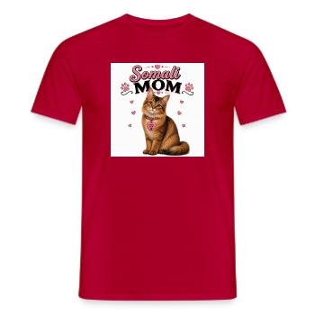 Somali Mom Cat Love - Men's T-Shirt - red - Front - AI Model Male 178 dark (178cm)