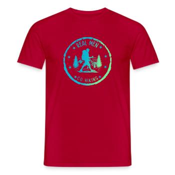 Adventure Hiking - Real men go Hiking - Men's T-Shirt - red - Front - AI Model Male 178 dark (178cm)