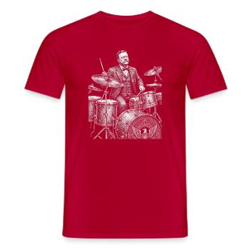 Theodore Roosevelt spielt Schlagzeug - Männer T-Shirt - Rot - Vorne - AI Model Male 178 dark (178cm)