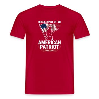 Descendant d’un patriote de la Revol américaine - T-shirt homme - rouge - Devant - AI Model Male 178 dark (178cm)