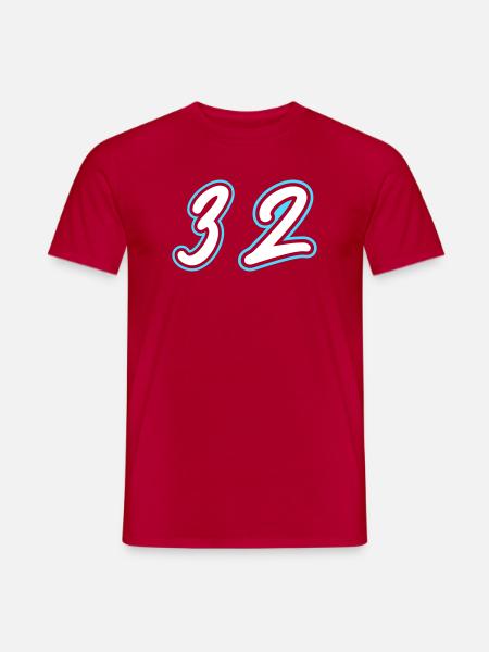 32 Zahl symbol - Männer T-Shirt - Rot