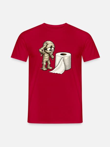 Mumie und Toilettenpapier Cartoon - Männer T-Shirt - Rot