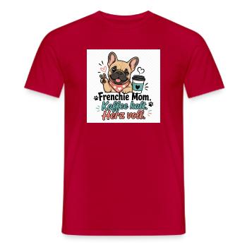 Frenchie Mom Kaffee Herz - Männer T-Shirt - Rot - Vorne - AI Model Male 178 dark (178cm)