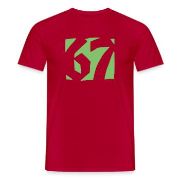 67 Minimal Streetwear Trend Design - Men's T-Shirt - red - Front - AI Model Male 178 dark (178cm)
