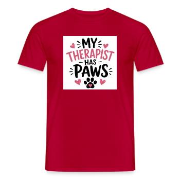 Mon thérapeute a des pattes - T-shirt homme - rouge - Devant - AI Model Male 178 dark (178cm)
