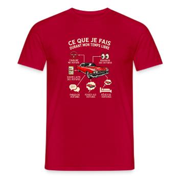 Temps libre passion voiture classique humour - T-shirt homme - rouge - Devant - AI Model Male 178 dark (178cm)