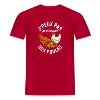 J'peux pas je m'occupe des poules humour - T-shirt homme - rouge - Devant - AI Model Male 178 dark (178cm)