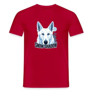 Retro Alpine White Shepherd, Snow Shadow Dog Mom G - T-shirt homme - rouge - Devant - AI Model Male 178 dark (178cm)