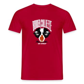 Cadeaux pour les Border Collies, Border Collie Regard sur les moutons - T-shirt homme - rouge - Devant - AI Model Male 178 dark (178cm)