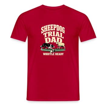 Père Border Collie, Père d’épreuve de chien de berger Sifflet - T-shirt homme - rouge - Devant - AI Model Male 178 dark (178cm)