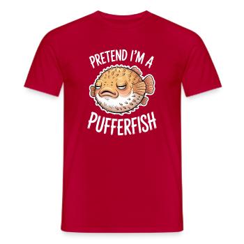 Expressions du poisson-globe : Cadeau amusant du poisson-globe - T-shirt homme - rouge - Devant - AI Model Male 178 dark (178cm)
