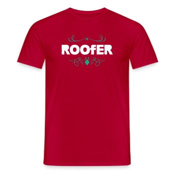 ROOFER Logo mit Teal Ornament - Männer T-Shirt - Rot - Vorne - AI Model Male 178 dark (178cm)