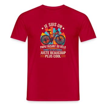 Papa Cycliste Vélo VTT Rétro Cool - T-shirt homme - rouge - Devant - AI Model Male 178 dark (178cm)