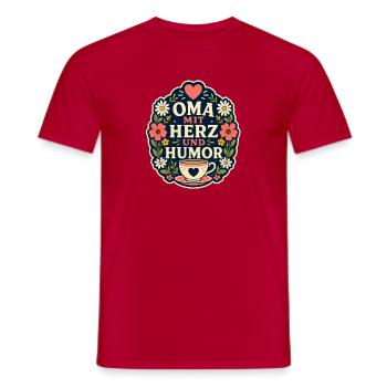 Oma mit Herz und Humor - Männer T-Shirt - Rot - Vorne - AI Model Male 178 dark (178cm)