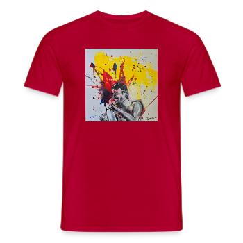 Farbexplosion eines Rock-Sängers - Männer T-Shirt - Rot - Vorne - AI Model Male 178 dark (178cm)