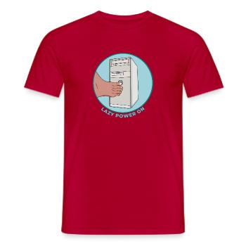 Faule Macht auf Retro-PC Tower Toe Press Lustige Technik - Männer T-Shirt - Rot - Vorne - AI Model Male 178 dark (178cm)