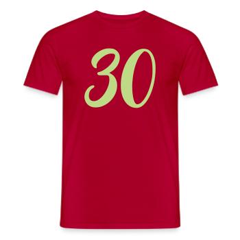 Numéro 30 - T-shirt homme - rouge - Devant - AI Model Male 178 dark (178cm)