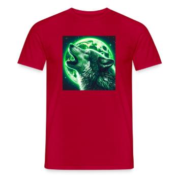 Wolf howls at the Full Moon - Men's T-Shirt - red - Front - AI Model Male 178 dark (178cm)